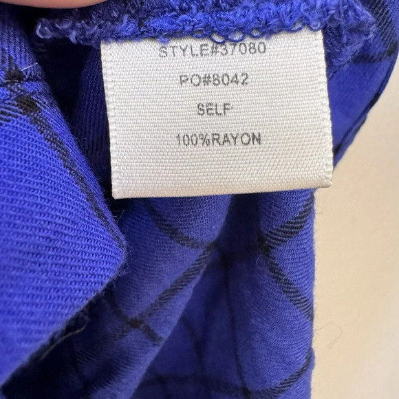 Skies Are Blue Flannel Long Sleeve Button Up Shirt Blue Black Plaid Boho Medium - Picture 6 of 8